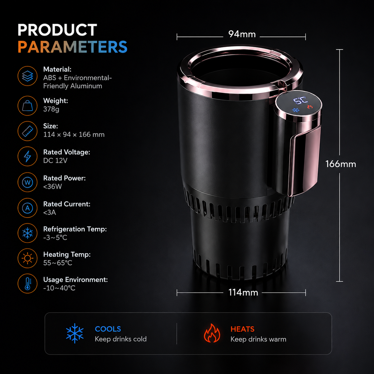 Smart Heating & Cooling Car Cup Holder